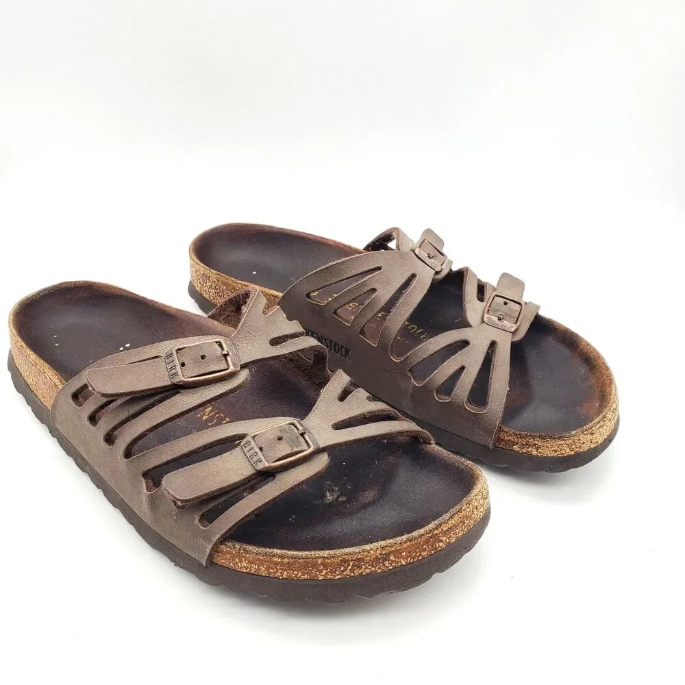 Birkenstock Women Granada Soft Footbed Brown Leather Sandals Size 38 US 7 Narrow